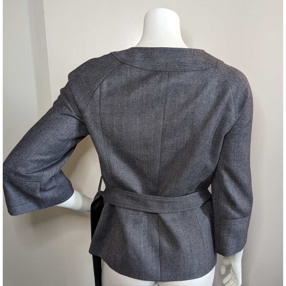 Talbots Vintage Gray Wool Button Up Belted Blazer Jacket, Size 8 - Picture 4 of 7